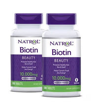 Cargar imagen en el visor de la galería, Biotina Natrol 10,000 MCG. 2 Frascos 200 Días de tratamiento