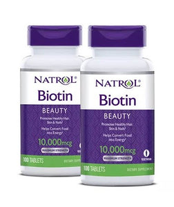Biotina Natrol 10,000 MCG. 2 Frascos 200 Días de tratamiento