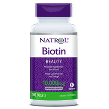 Cargar imagen en el visor de la galería, Biotina Natrol 10,000 MCG. 1 Frasco 100 Días de tratamiento