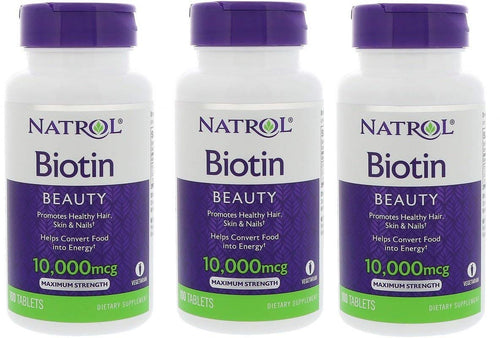 Biotina Natrol 10,000 MCG. 3 Frascos 300 Días de tratamiento