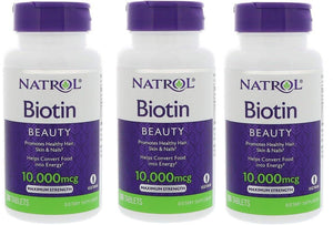 Biotina Natrol 10,000 MCG. 3 Frascos 300 Días de tratamiento
