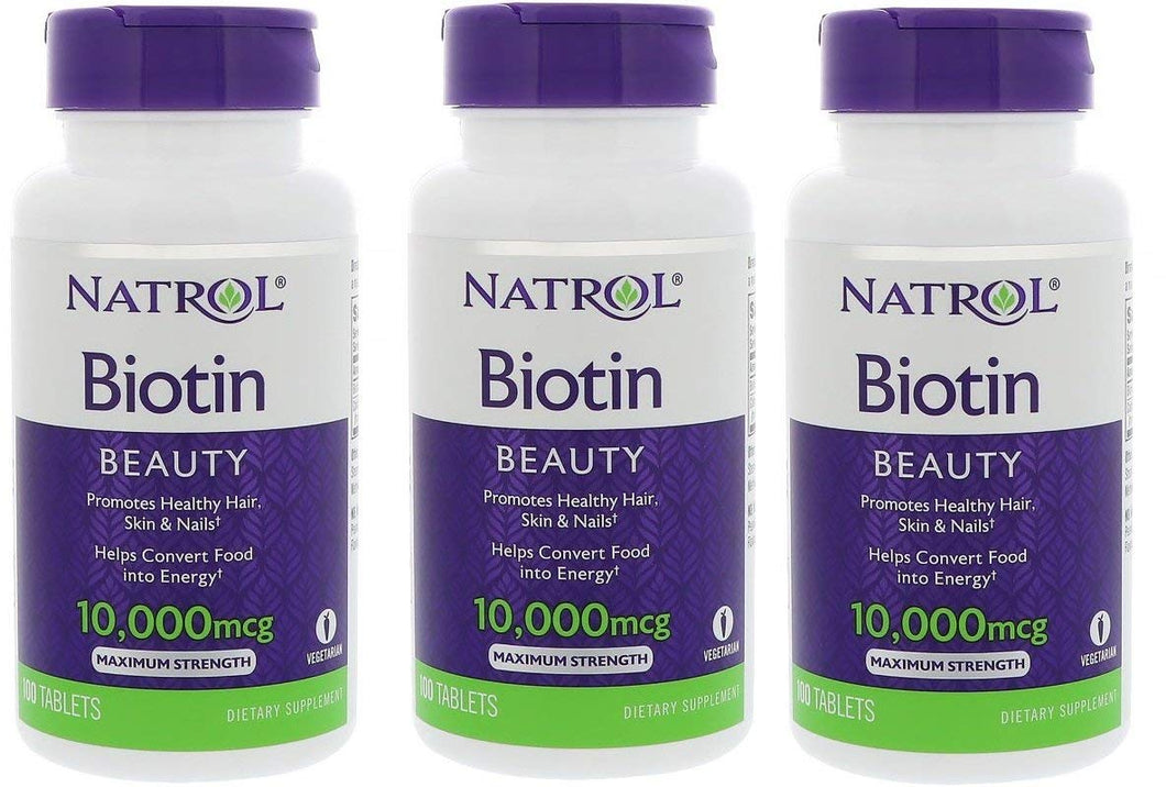 Biotina Natrol 10,000 MCG. 3 Frascos 300 Días de tratamiento