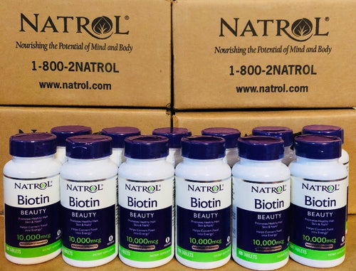 Biotina Natrol 10,000 MCG. Set 12 Frascos