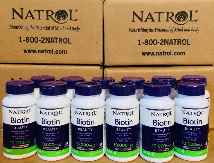 Biotina Natrol 10,000 MCG. Set 12 Frascos